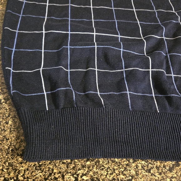 Brooks Brothers Sweater Mens L Black Windowpane Checks Silk Knit V Neck Pullover - Picture 5 of 10